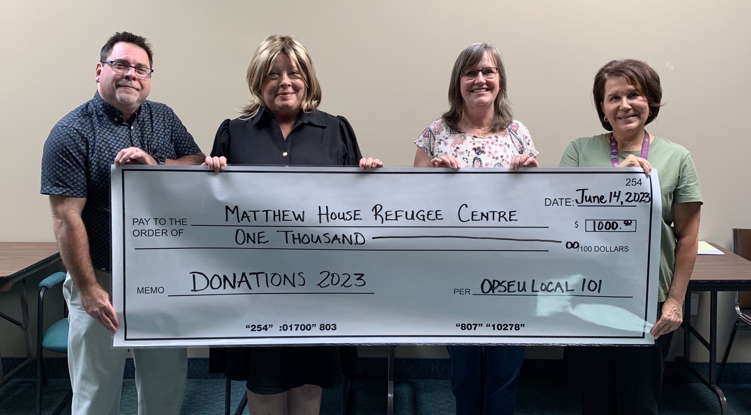 Donations Ontario Public Service Employees Union Local 101